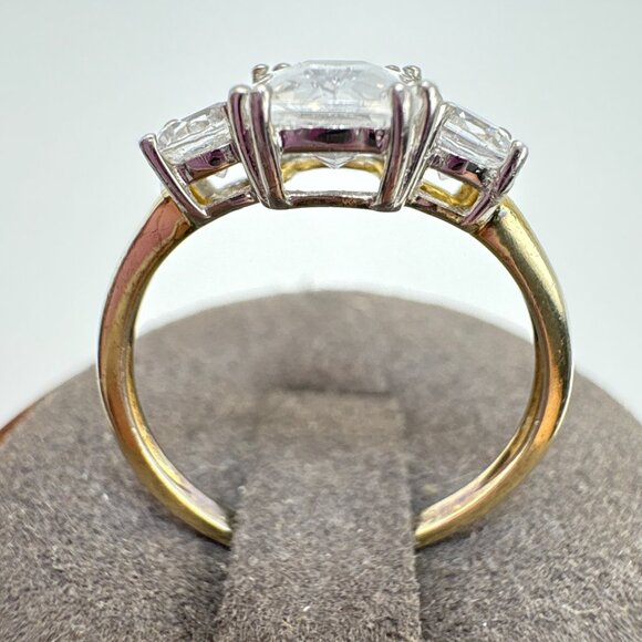 Sterling Silver 925 Cubic Zirconia Three Stone Prong Set Statement Ring Size 7 - Picture 4 of 15